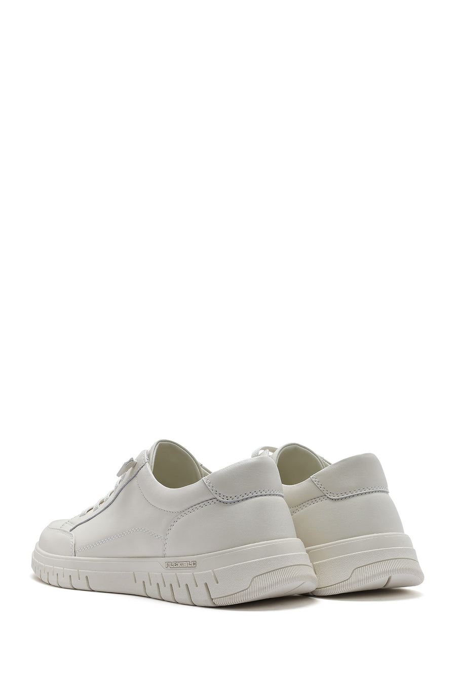 Men's White Lace-up Leather Sneaker
