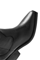 Woman Black Chunky Heels Leather Cowboy Boots | Derimod