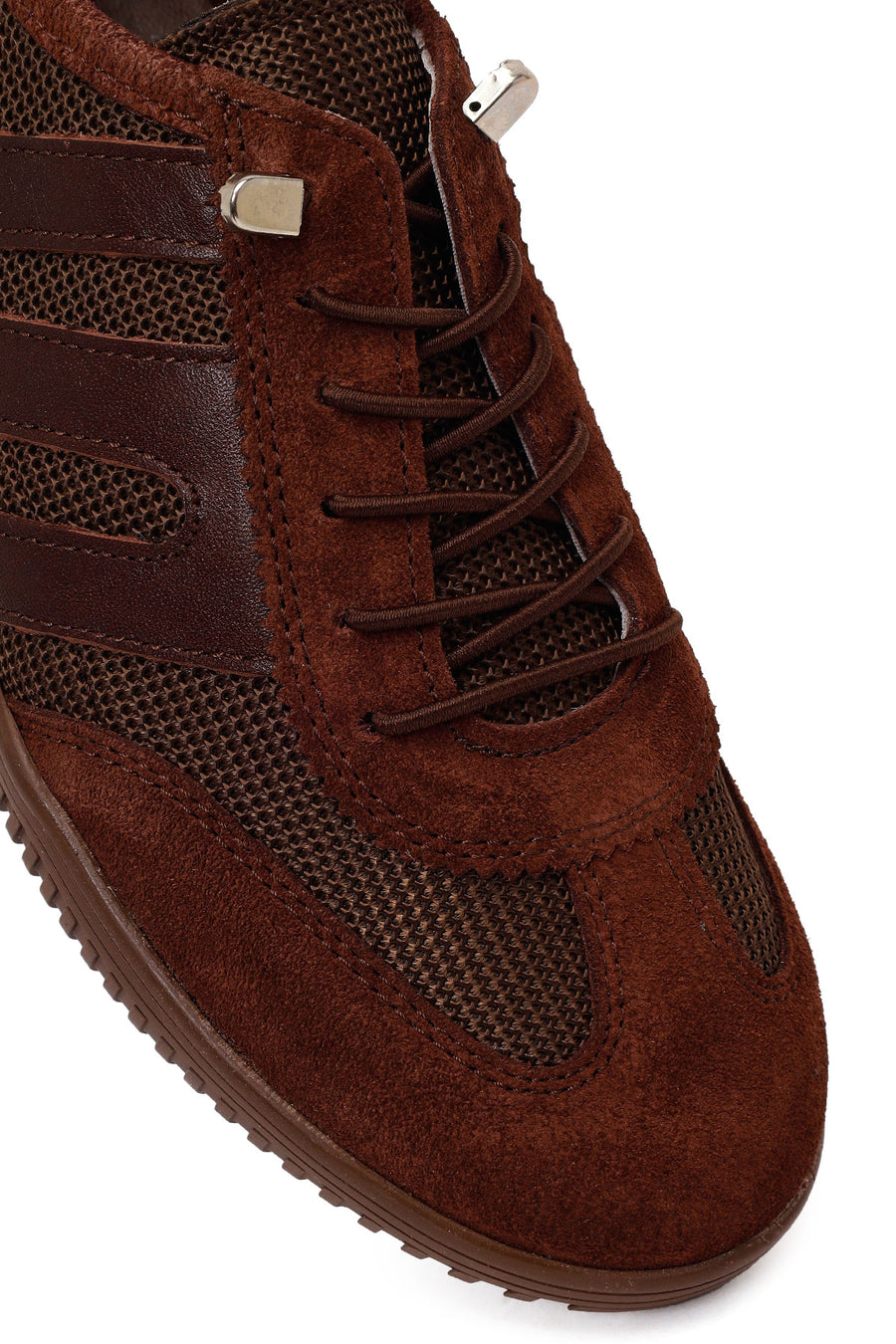 Kadın Kahverengi Bağcıklı Deri Sneaker