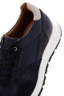 Men's Navy Blue Leather Sneaker | Derimod