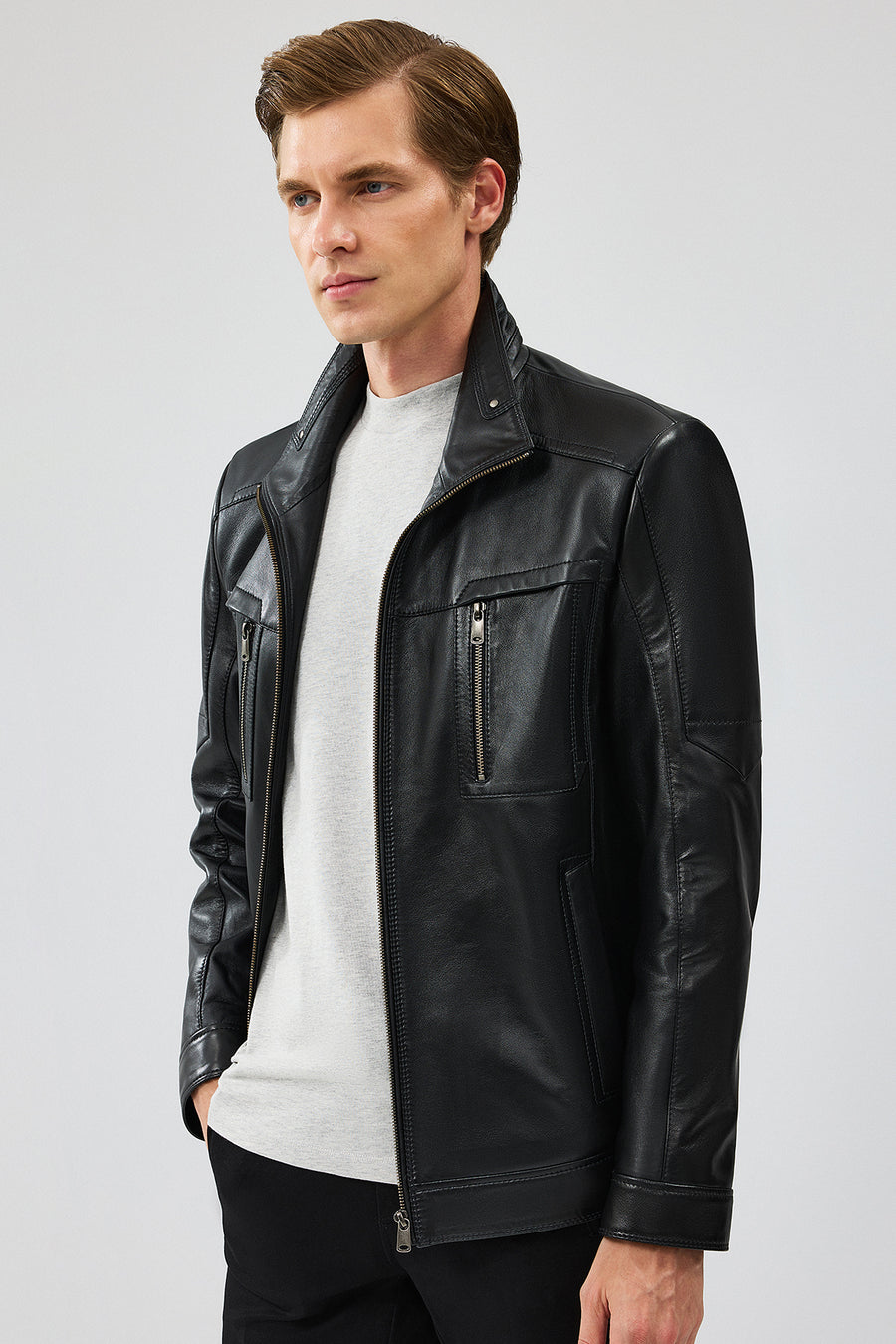 Hugo Men's Black Regular Leather Jacket