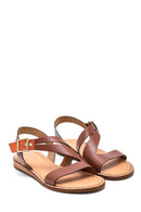 Women's Tan Leather Bodrum Sandals | Derimod