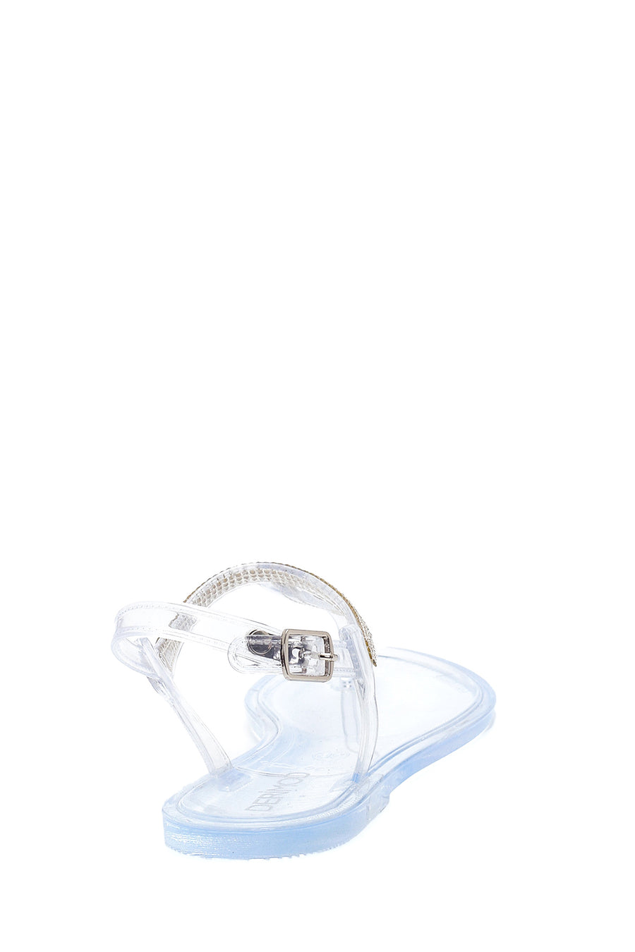 Women's White Transparent Stone Flip Flops Sandals