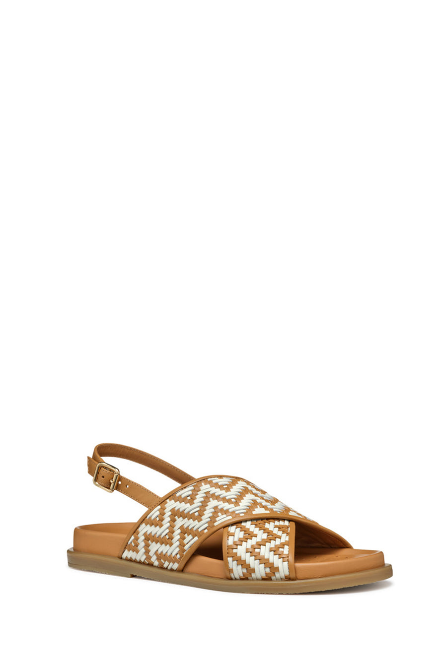 Geox Women Camel D Adelash E - Shi.Goat Lea Knitted Leather Sandals