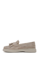 Women's Beige Tassel Suede Leather Loafer | Derimod