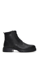 Men's Black Leather Zippered Casual Boots | Derimod