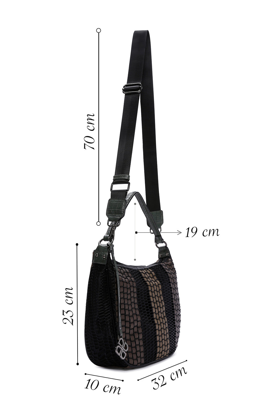 Women's Black Copper Long Strap Shoulder Bag