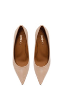 Woman Beige Thin-Heeled Leather Stiletto | Derimod
