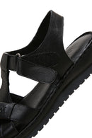 Women's Black Strappy Leather Comfort Sandals | Derimod