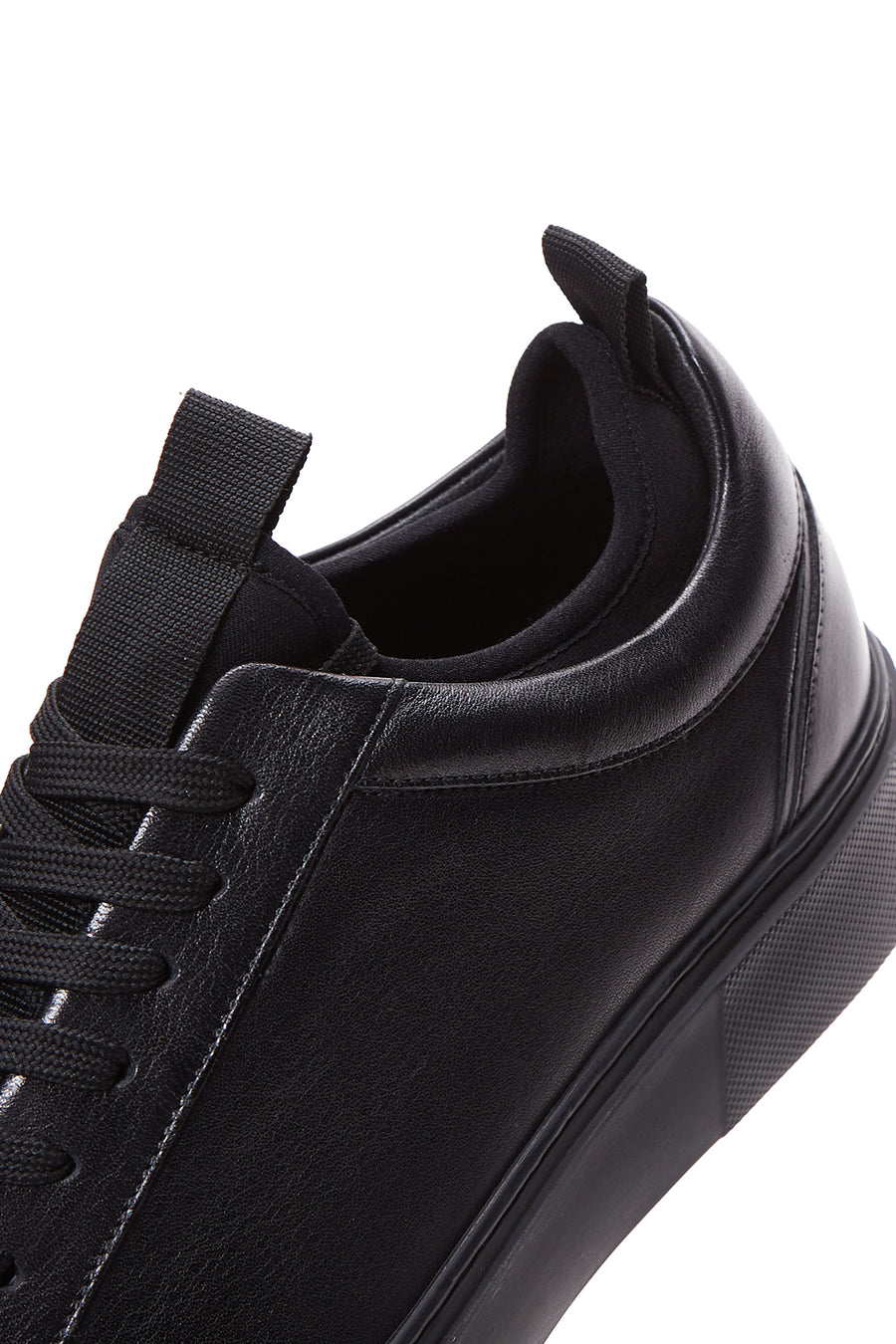 Erkek Siyah Bağcıklı Deri Sneaker