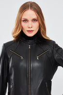 Lucky Women's Black Sport Short Leather Jacket | Derimod