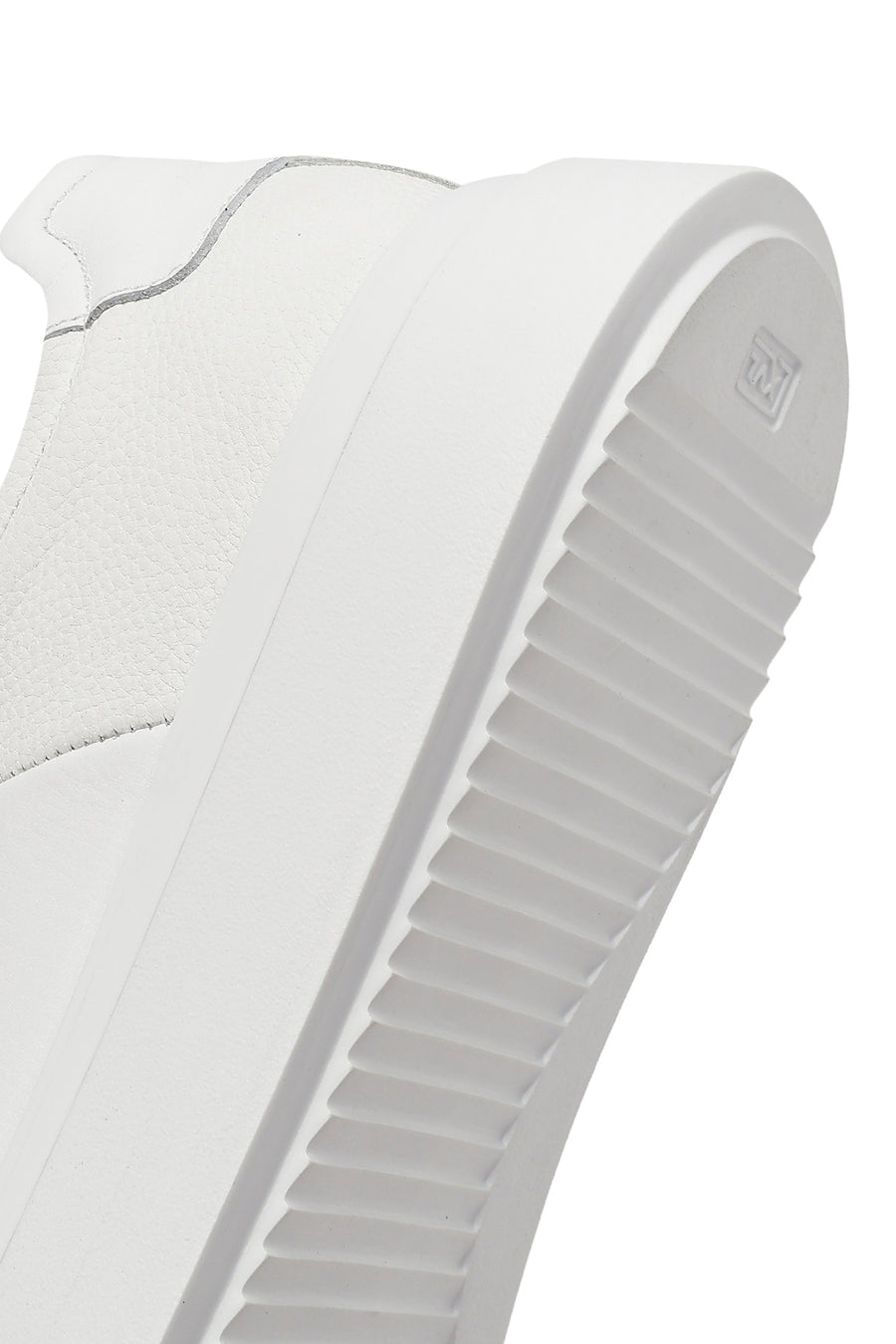 Men's White Lace-up Thick-Sole Leather Sneaker