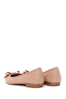 Women's Beige Leather Bow Ballerina Ballerinas | Derimod