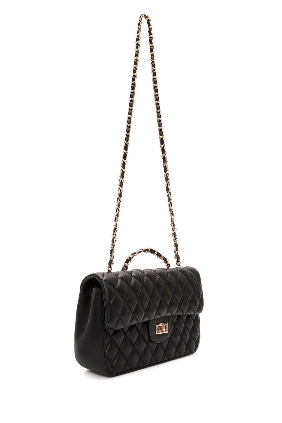 Women Black Long Strap Quilted Shoulder Bag