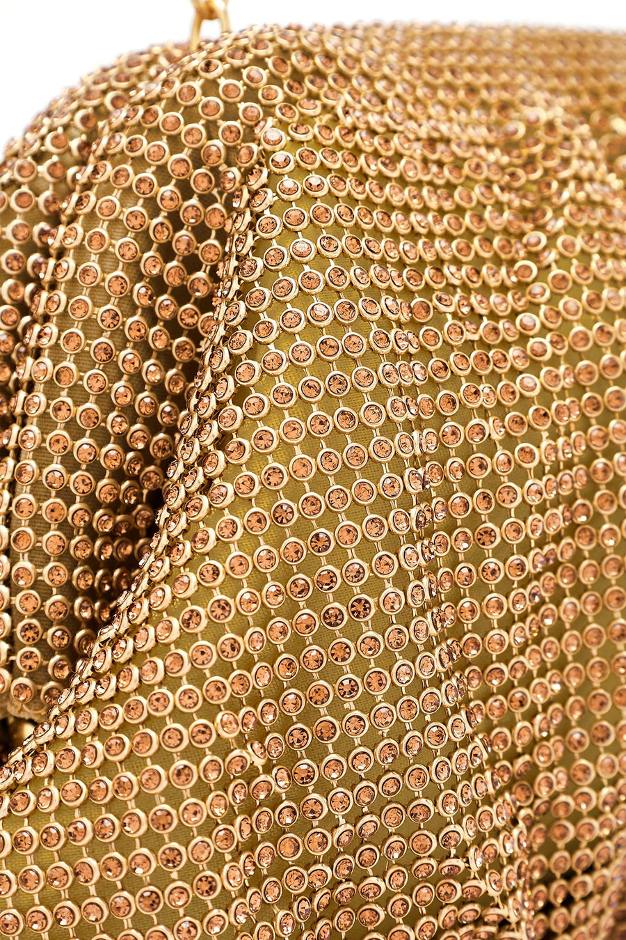 Women's Gold Long Chain Strap Stone Evening Clutch Bag