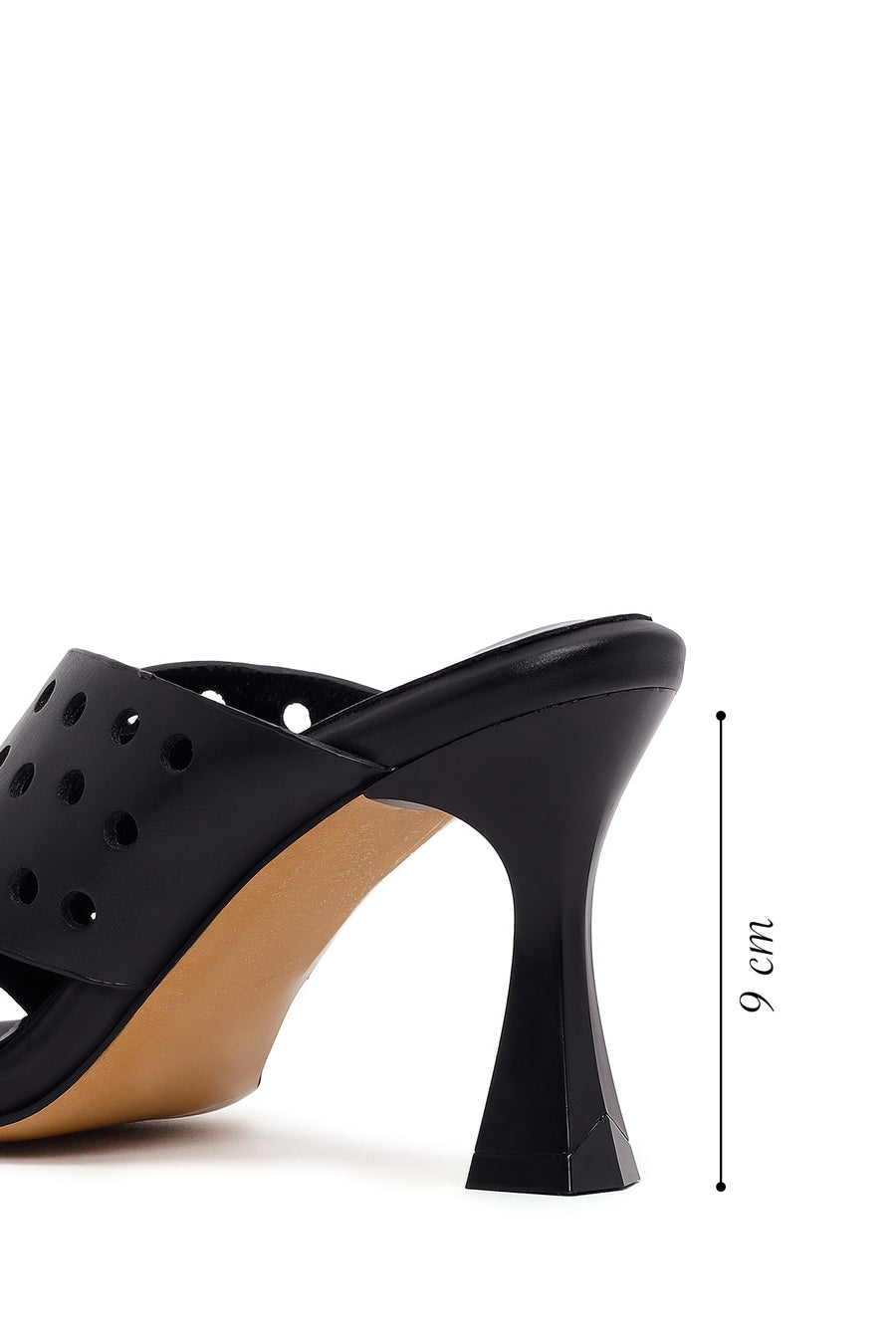 Woman Black Thick-Heeled Leather Slipper