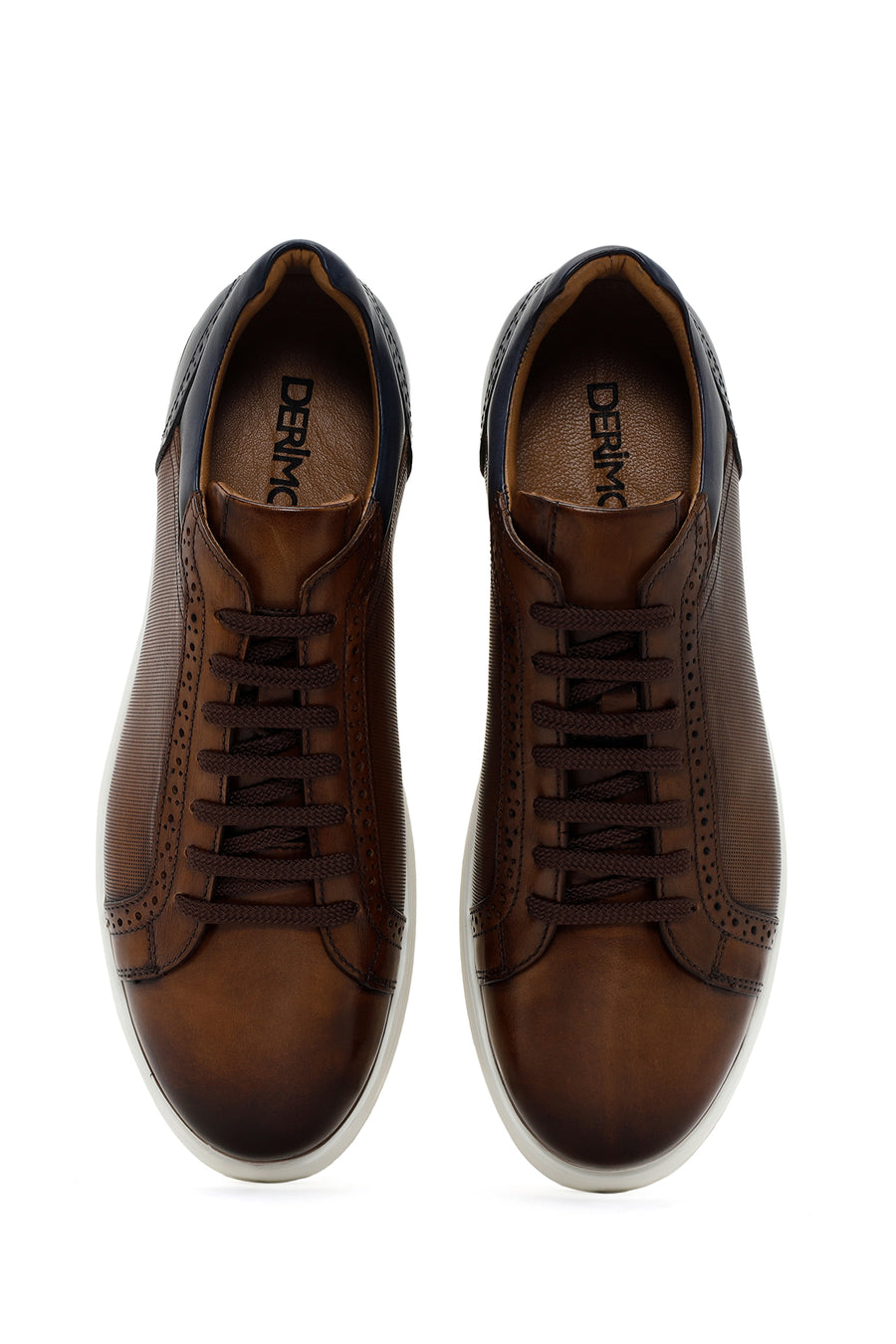 Erkek Taba Bağcıklı Deri Sneaker