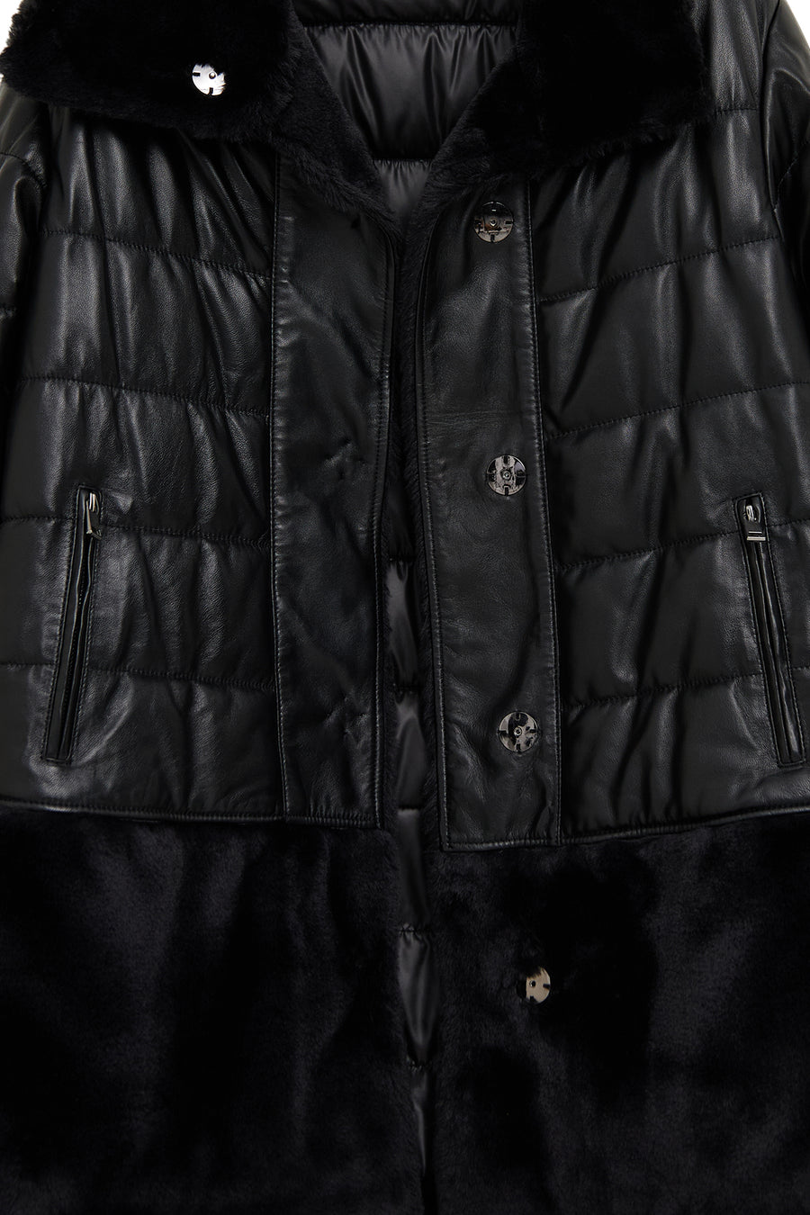 Avoriaz Women's Black Teddy Leather Coat