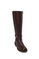 Woman Brown Zip Closure Leather Boots | Derimod