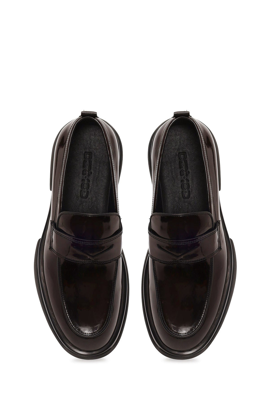 Male Burgundy Chunky-Soled Leather Loafer