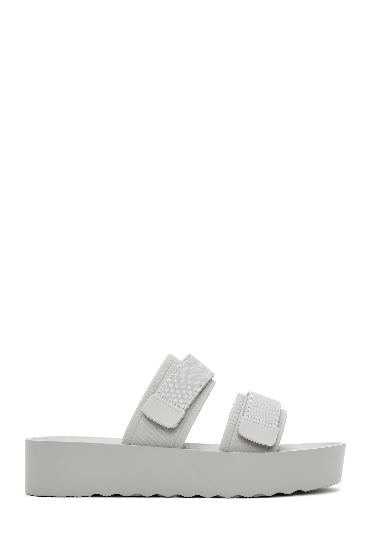 Kadın Gri Bantlı Kalın Tabanlı Jelly Terlik