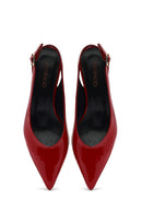 Women's Red Open Back Low Heel Patent Leather Shoes | Derimod