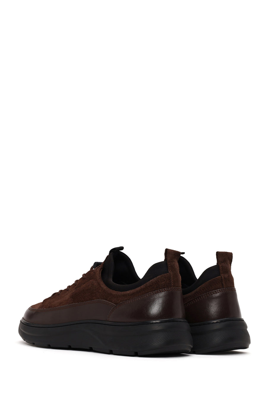 Male Brown Lace-Up Thick-Soled Leather Sneaker