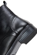 Women's Black Zippered Leather Boots | Derimod