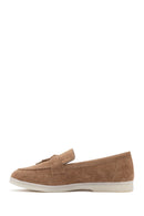 Women's Tan Tassel Suede Masculine Loafer | Derimod