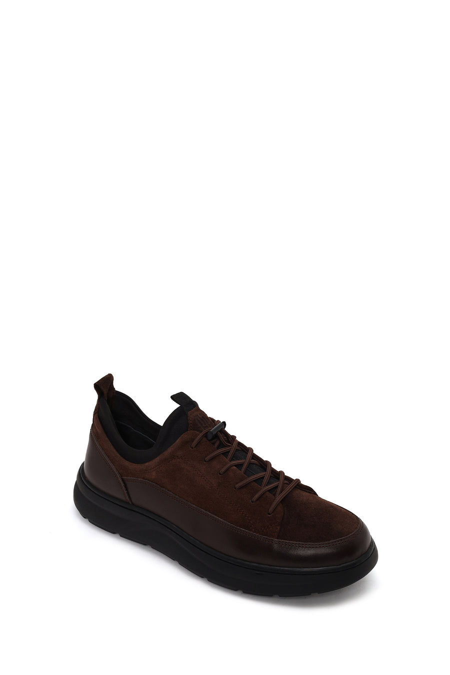 Male Brown Lace-Up Thick-Soled Leather Sneaker