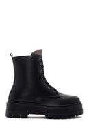 Women's Black Thick Sole Casual Zipper Leather Boots | Derimod