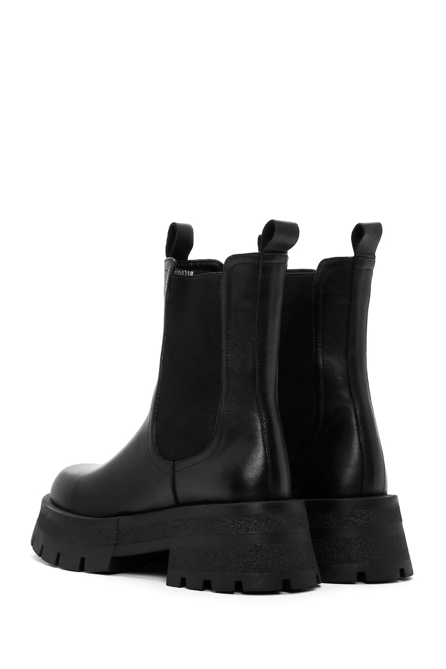 Women's Black Thick Soled Leather Chelsea Boots