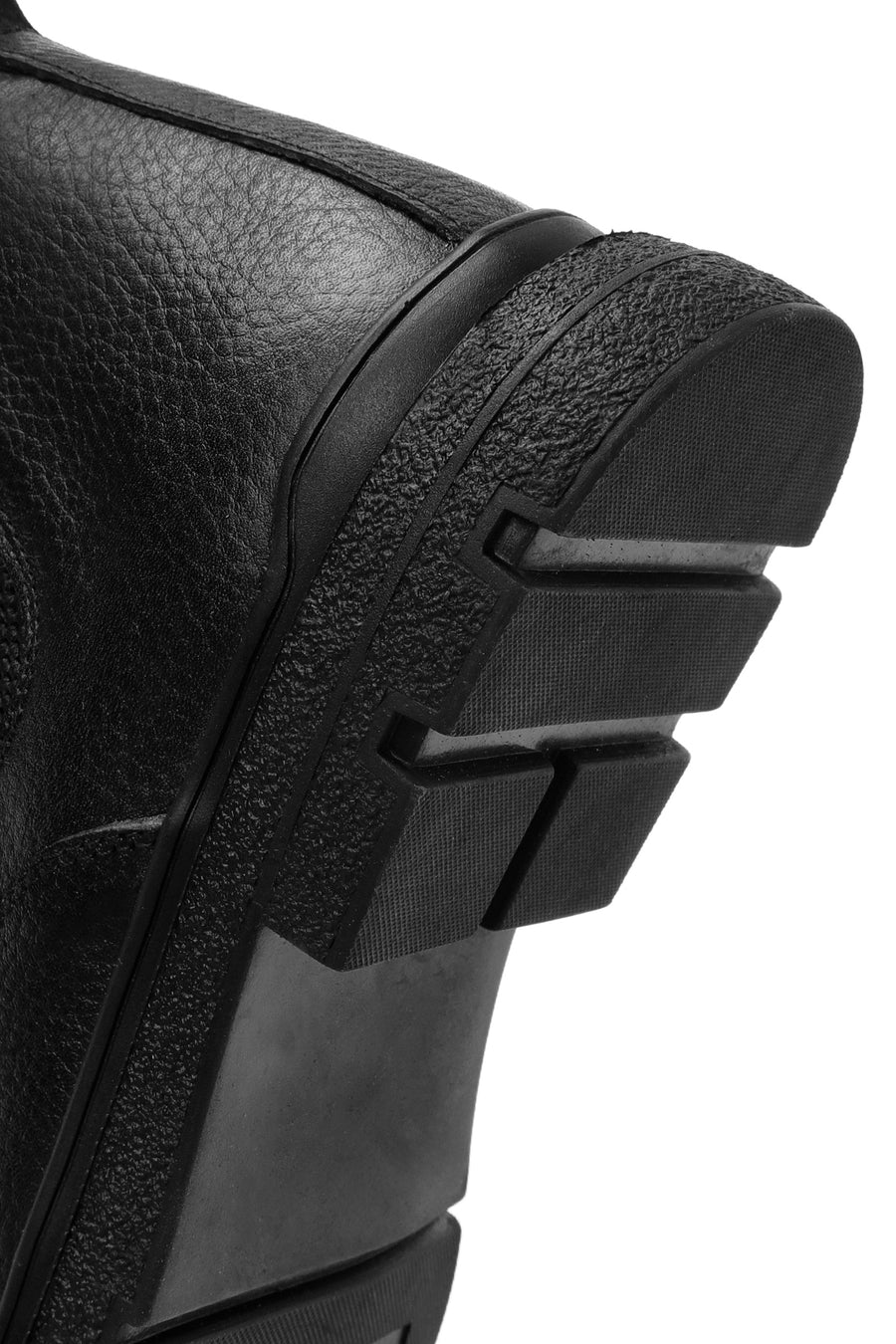 Erkek Siyah Fermuarlı Deri Casual Bot