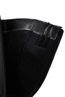Woman Black Zip Closure Chunky Heeled Leather Boots | Derimod