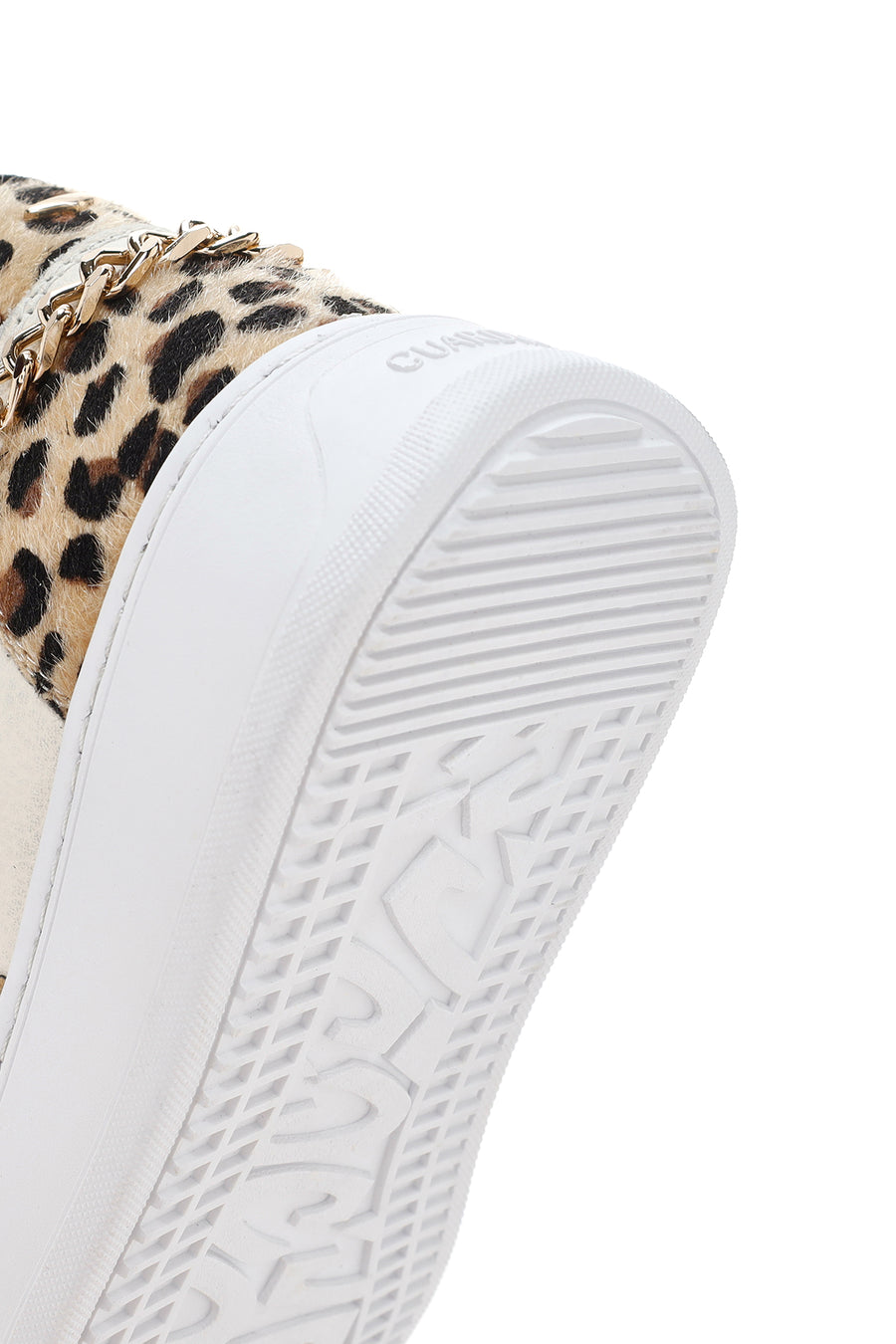 Alberto Guardiani Women's Black White Leopard Leather Thick Sole High Top Sneaker