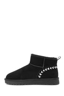 Women's Black Fur Detailed Suede Leather Boots | Derimod