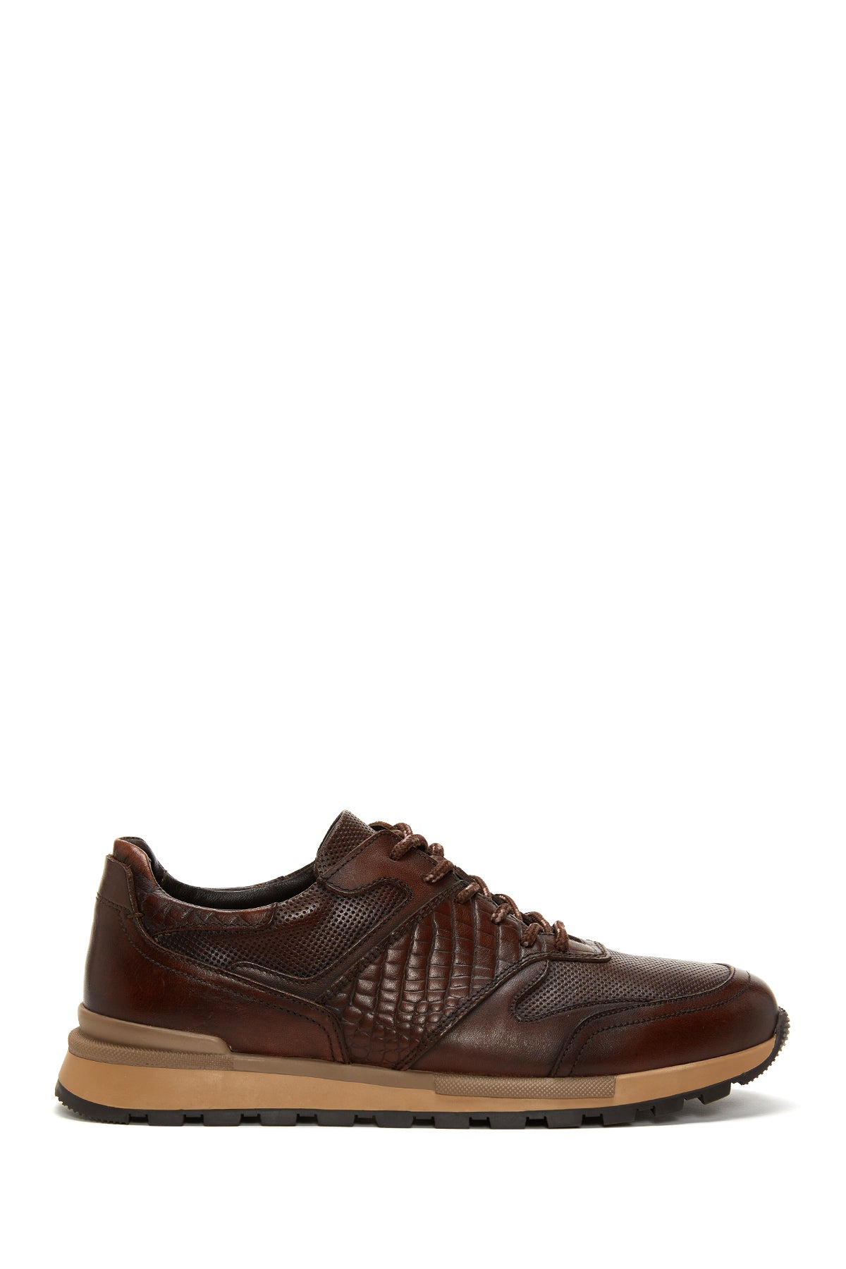 Erkek Kahverengi Bağcıklı Deri Casual Sneaker 24SFD610014 | Derimod