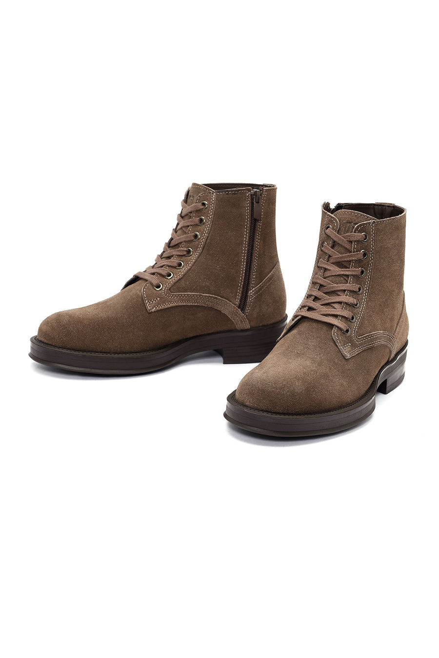 Men's Brown Lace-Up Suede Leather Casual Boots