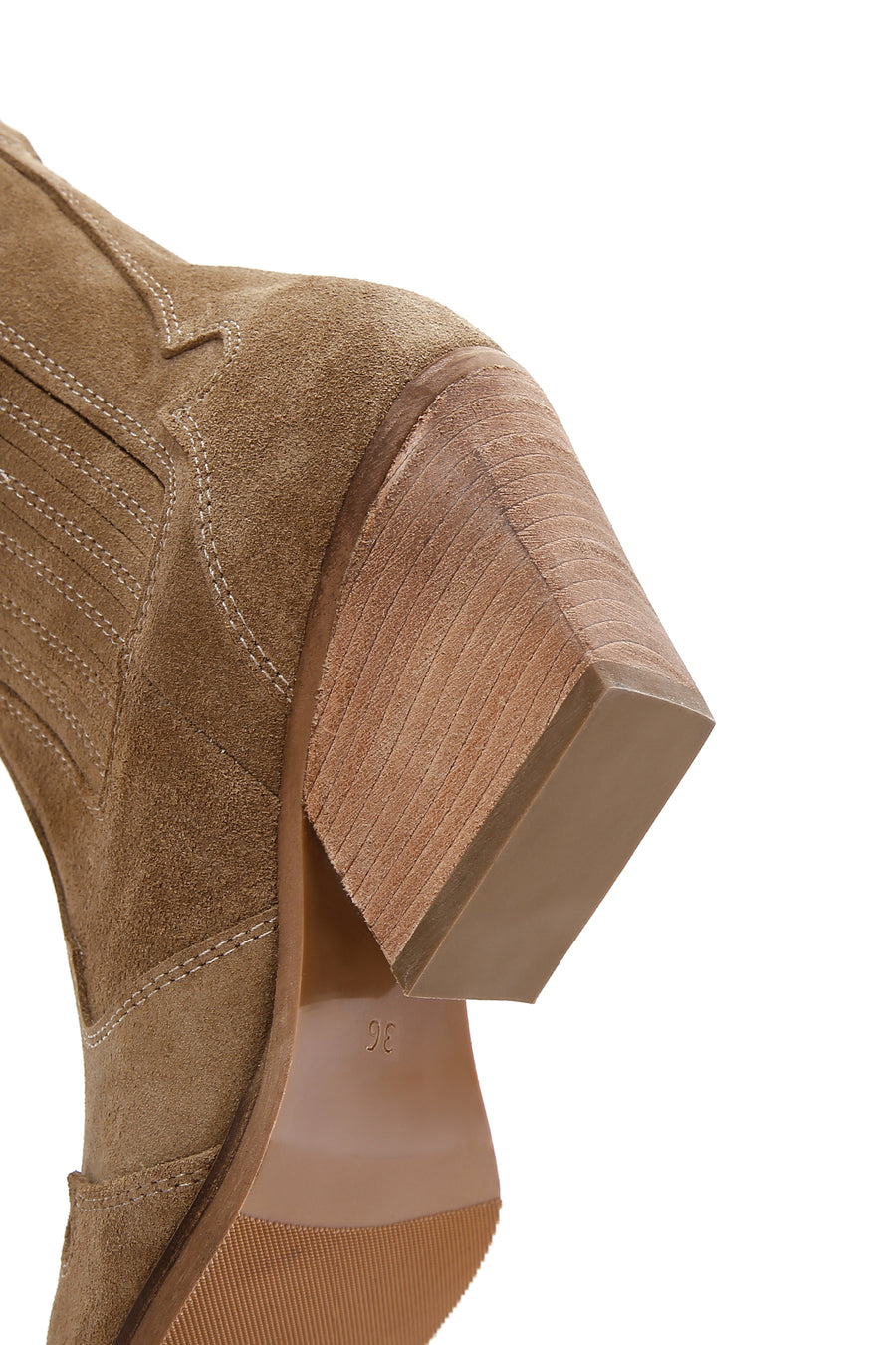 Women's Beige Suede Leather Heeled Cowboy Western Boots