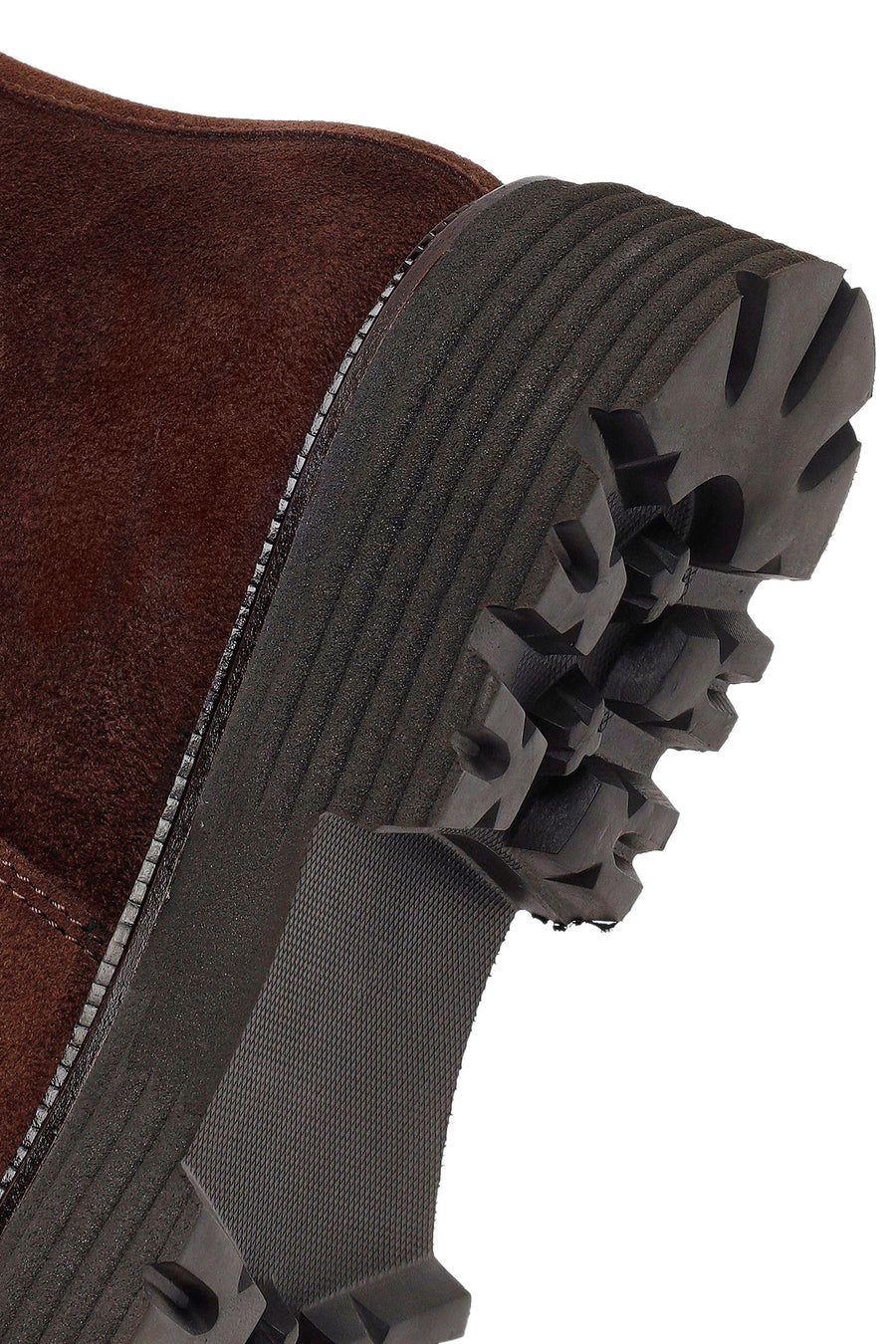 Woman Brown Thick-Soled Suede Chelsea Boots