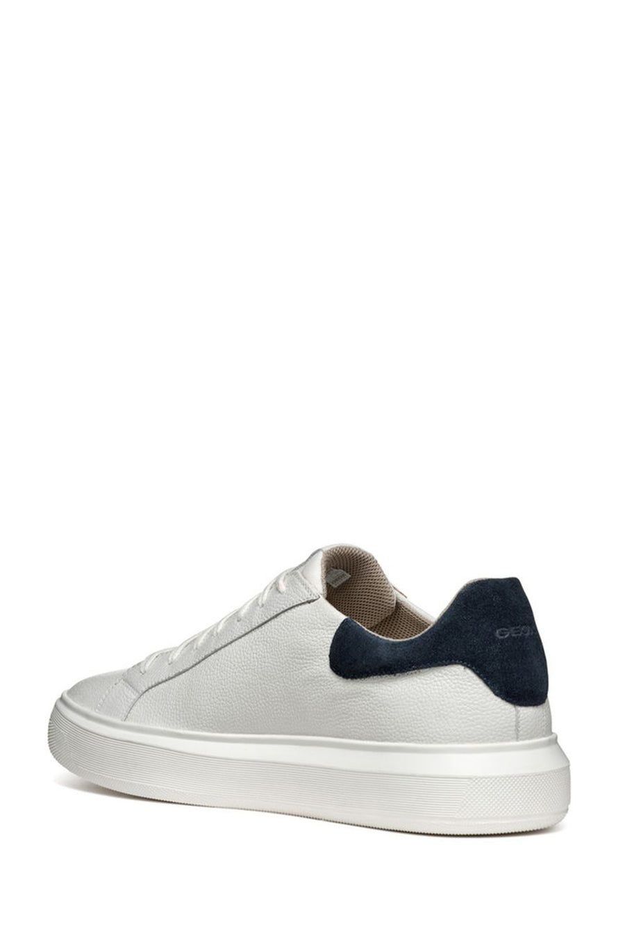 Geox Men's White Deiven Lace-up Leather Casual Sneaker