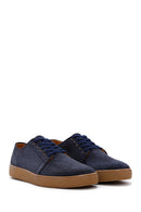 Men's Navy Blue Suede Leather Sneaker | Derimod