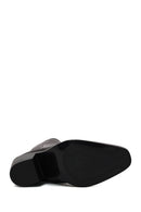 Woman Black Zip Closure Thick-Heeled Leather Boots | Derimod