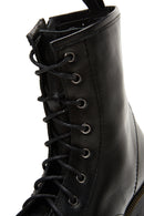 Women's Black Leather Zippered Boots | Derimod