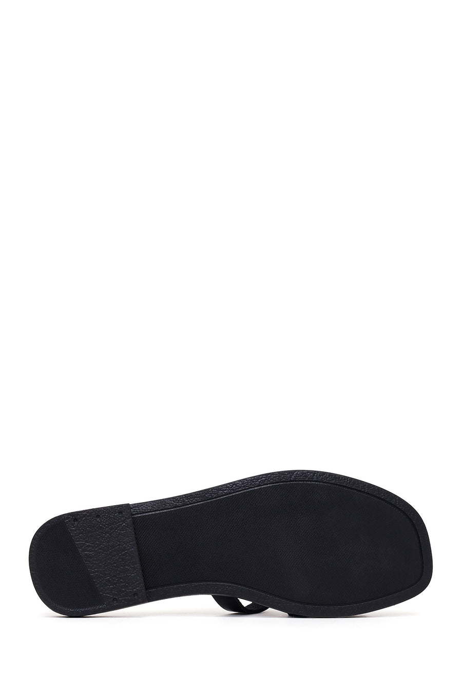 Woman Black Buckled Leather Slippers