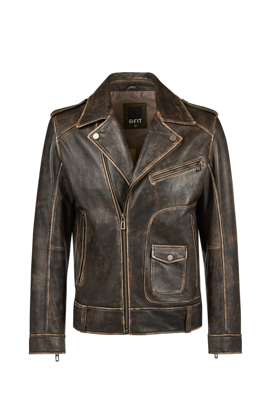 Carter Men's Brown Biker Leather Coat