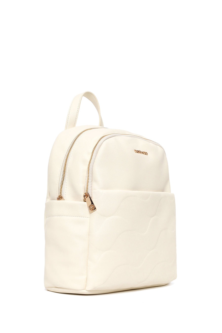 Woman Cream Printed Backpack