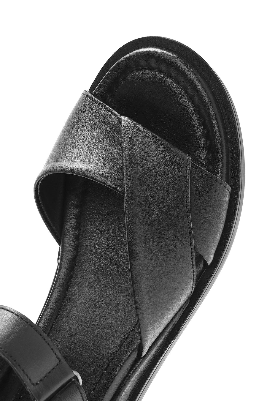 Women's Black Strappy Leather Sandals