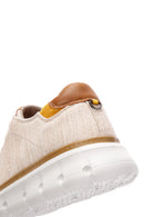 Men's Beige Lace-up Thick-Sole Fabric Sneaker | Derimod