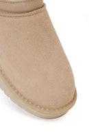Woman Beige Suede Teddy Boots | Derimod